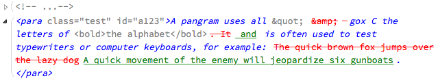Classic style with changes underlined, striked through and italic