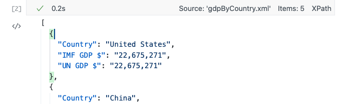 Raw JSON view